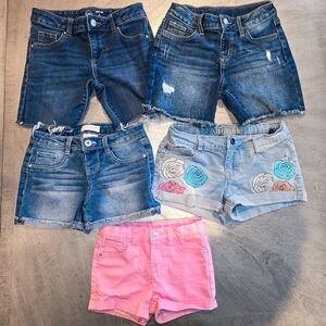 Kids Denim Shorts Bundle of 5, Blue and Pink